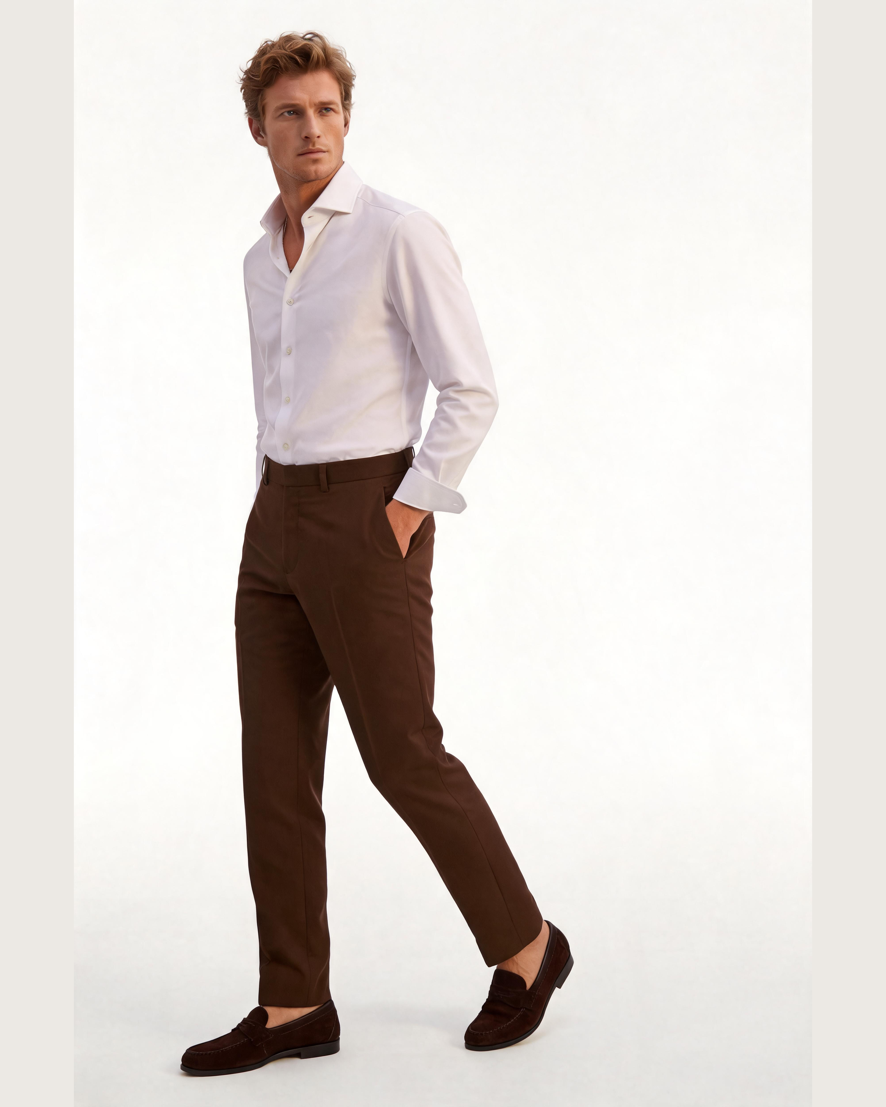 Classic White Standard Collar Shirt - model image 2