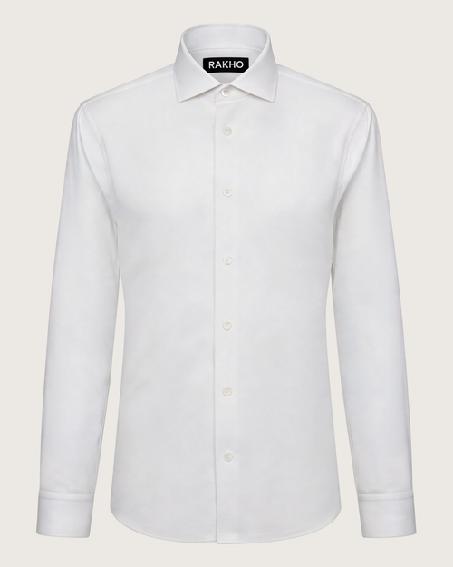 Classic White Standard Collar Shirt - main product image #ECE9E4 background